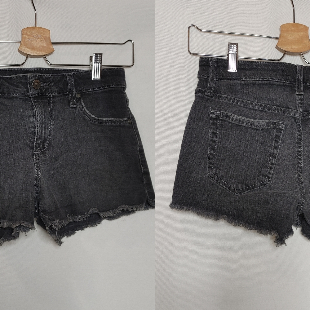 Joe's Jeans Black Wash Jean Shorts Cutoffs Lisbeth 25 Cotton Spandex Raw Hem